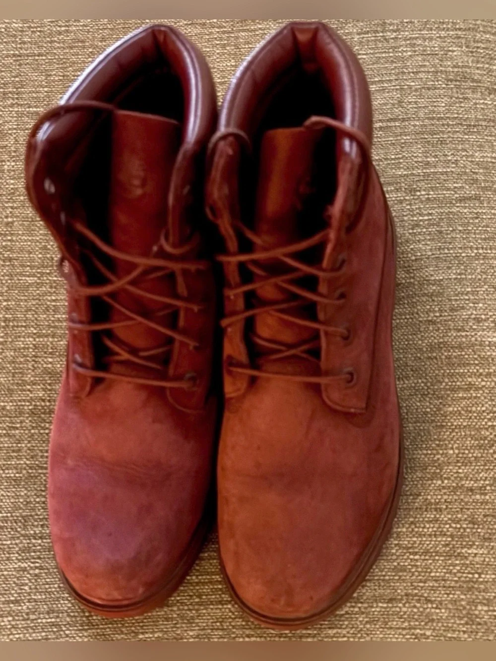 Timberland Burgundy Nubuck 6-Inch Work Boot Size 8 -